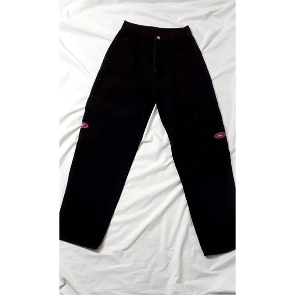 Shein Wake Baggy Cargo Jeans Black Denim Women’s Size S #49